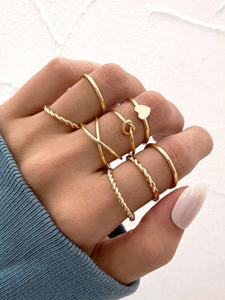 Knot & Heart Ring Set