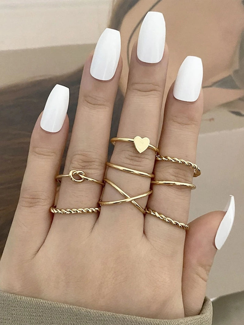 Knot & Heart Ring Set