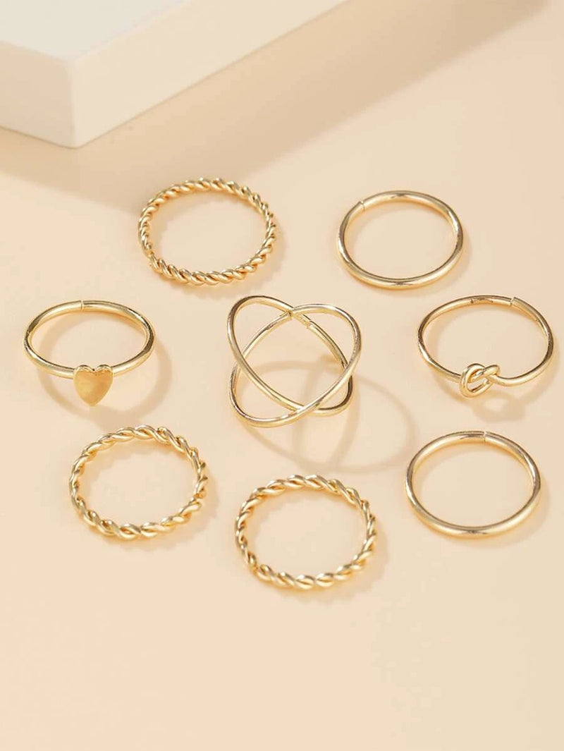 Knot & Heart Ring Set