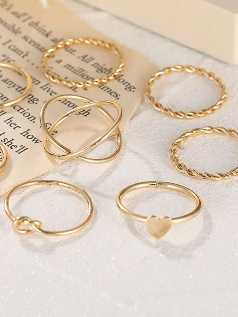 Knot & Heart Ring Set