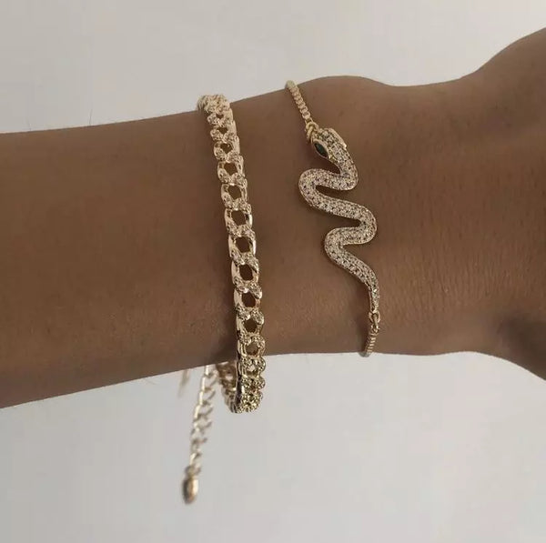 Gold Snake Bracelet Set