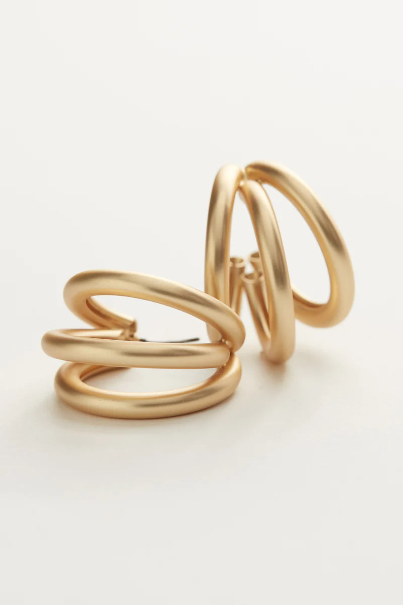 Matte Gold Tri-hoops