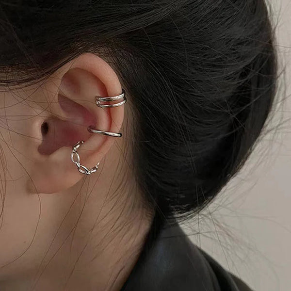 Silver Ear Cuffs Set