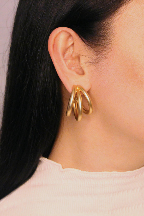 Matte Gold Tri-hoops