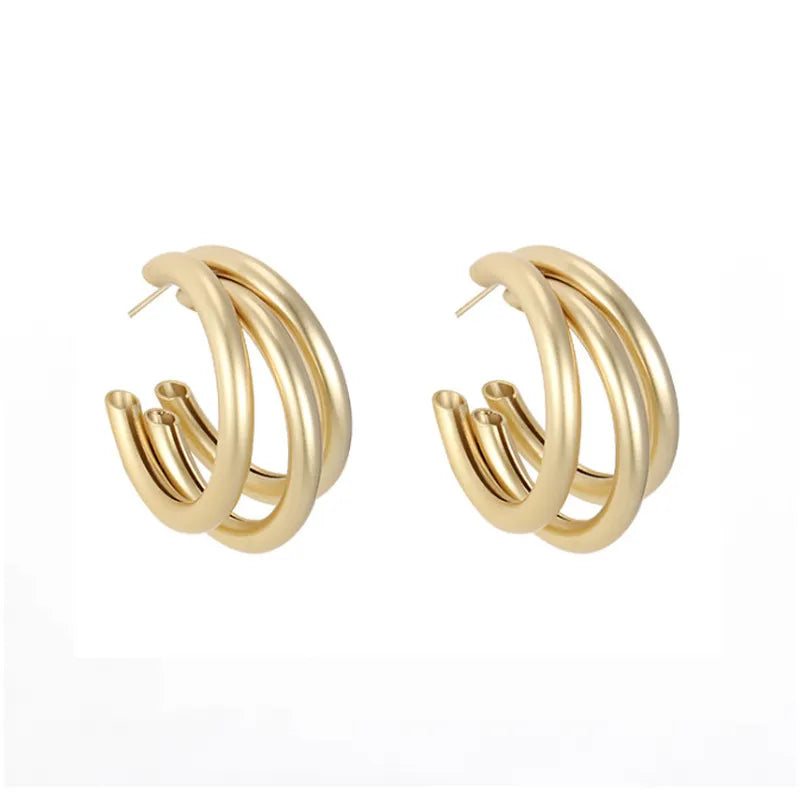 Matte Gold Tri-hoops