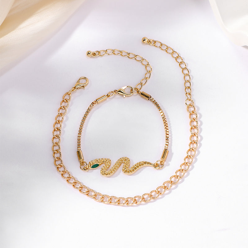 Gold Snake Bracelet Set