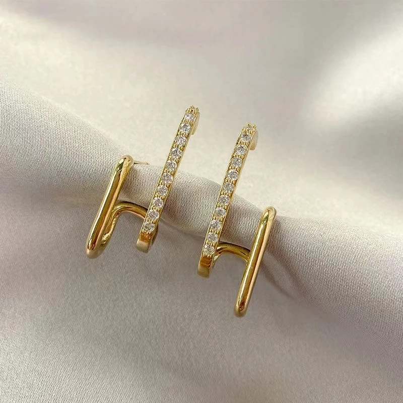 Shiny Double Vision Ear Climbers Earrings