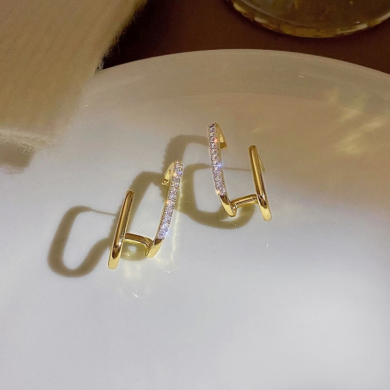 Shiny Double Vision Ear Climbers Earrings