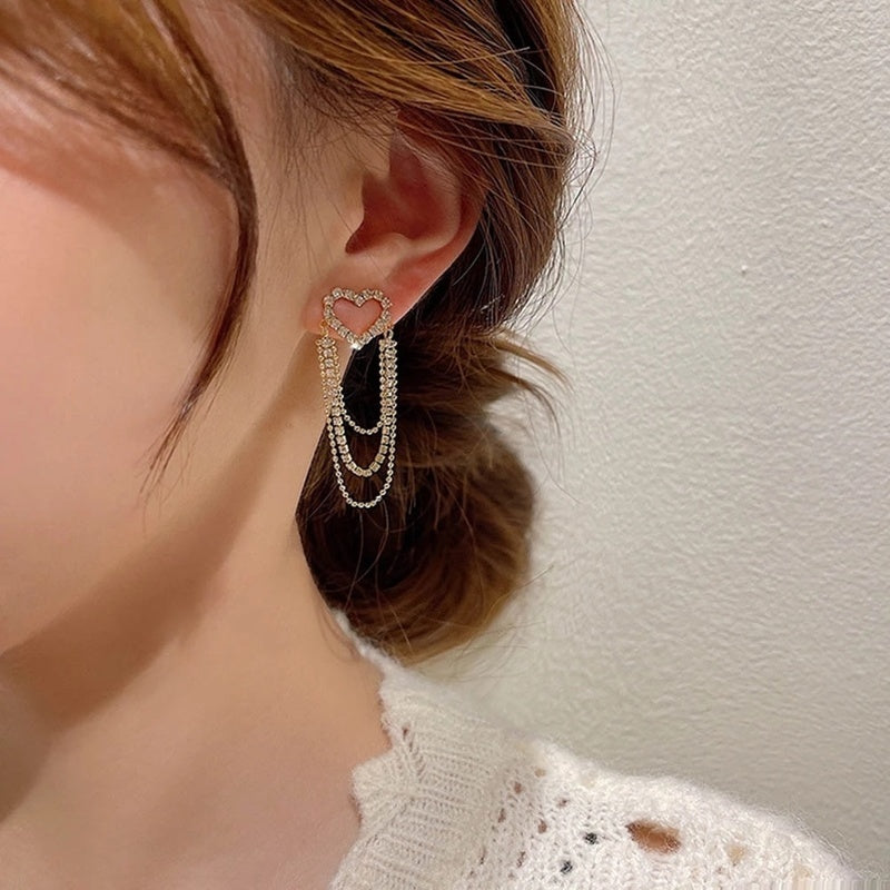 Hollow Love Tassel Earrings