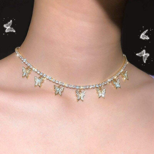 white butterfly necklace choker