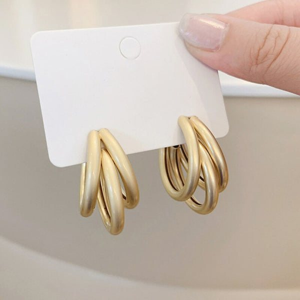 Matte Gold Tri-hoops