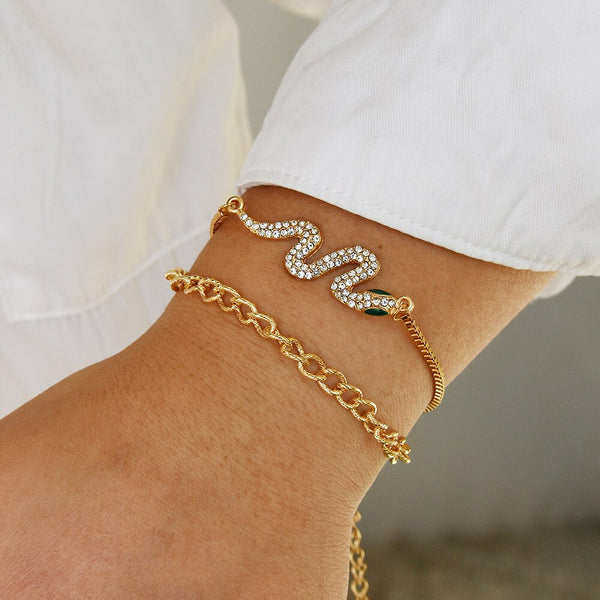 Gold Snake Bracelet Set