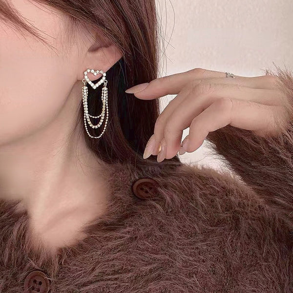 Hollow Love Tassel Earrings